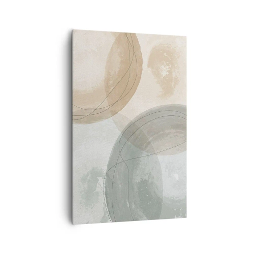 Bild auf Leinwand - Leinwandbild - Abstrakte Komposition in Pastellfarben mit Linien - 80x120cm - Welten durchdringen - Moderne Wanddekoration für Wohnzimmer und Schlafzimmer ARTTOR