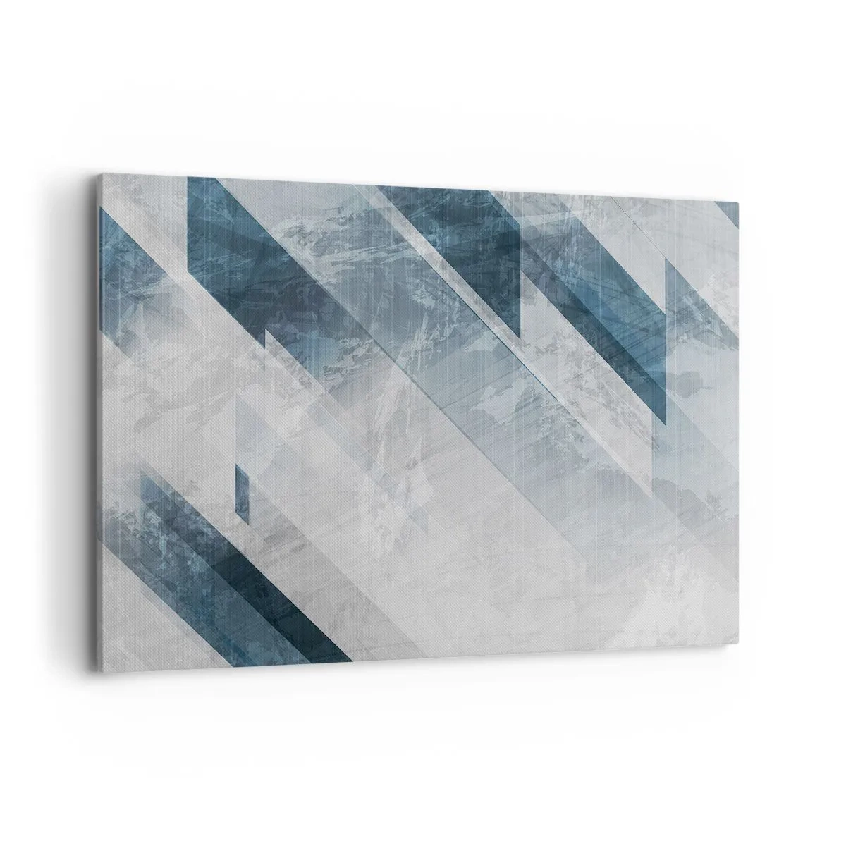 Bild auf Leinwand - Leinwandbild - Abstrakte Linien in Grau- und Blautönen - 100x70cm - Räumliche Komposition - graue Bewegung - Moderne Wanddekoration für Wohnzimmer und Schlafzimmer ARTTOR