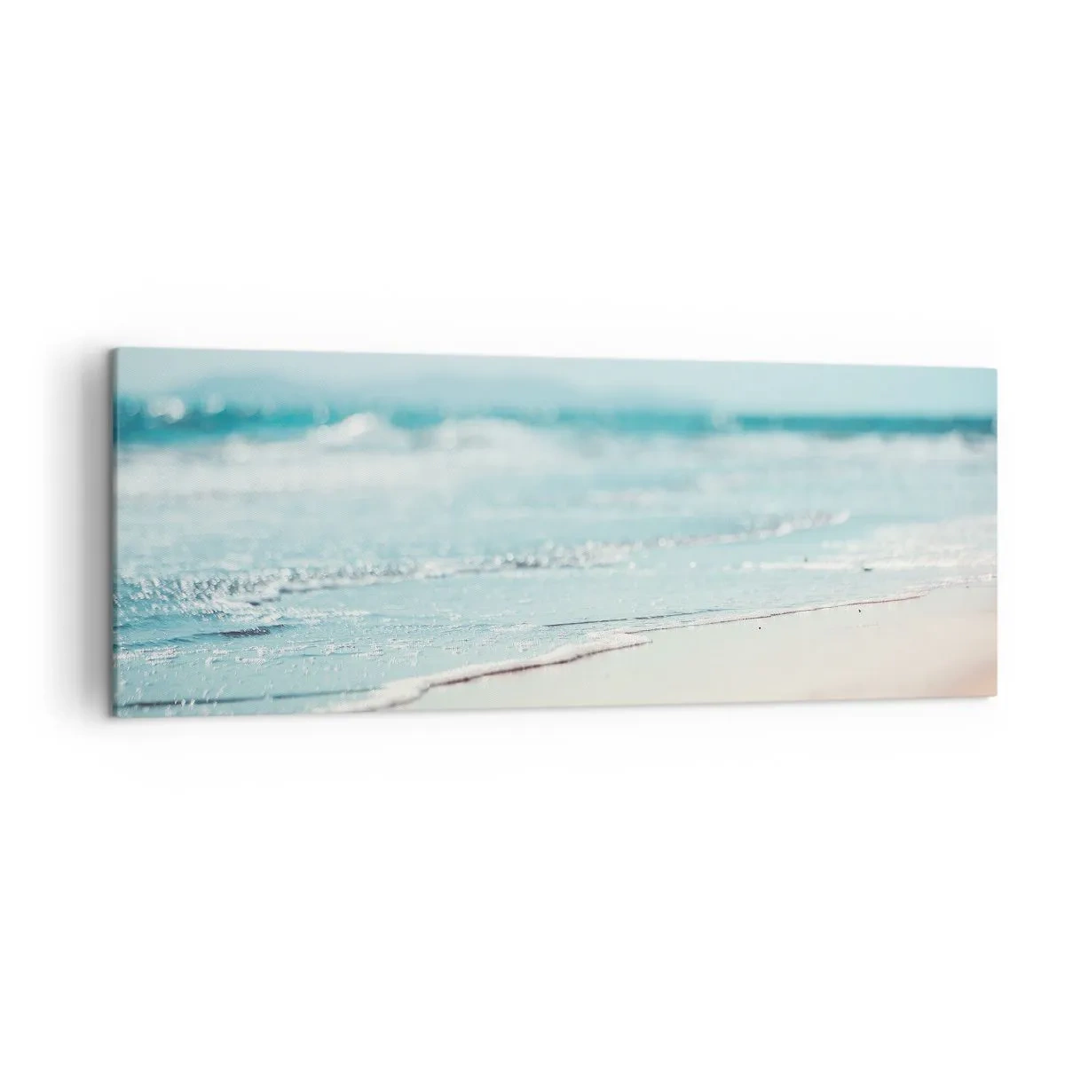 Bild auf Leinwand - Leinwandbild - Sanfte Meereswellen an einem Sandstrand - 140x50cm - Hitze und Lärm - Moderne Wanddekoration für Wohnzimmer und Schlafzimmer ARTTOR