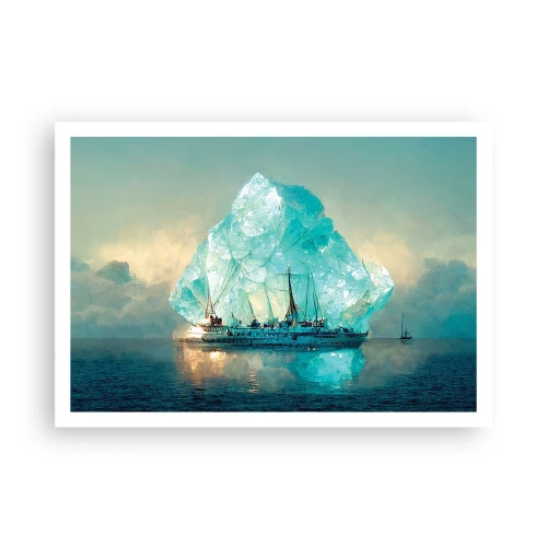 Poster - Ein Schiff mit einem majestätischen Eisberg im Hintergrund - 100x70cm - Arktischer Diamant - Moderne Wanddekoration für Wohnzimmer und Schlafzimmer ARTTOR