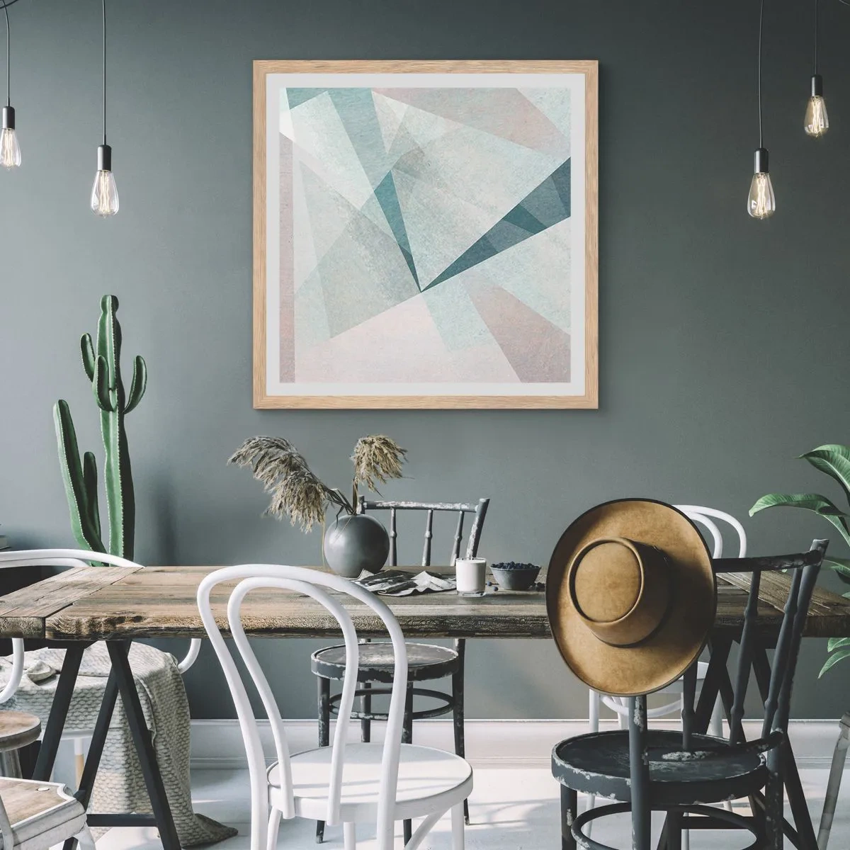 Poster in einem Rahmen aus heller Eiche - Einfach aber dynamisch - 50x50 cm