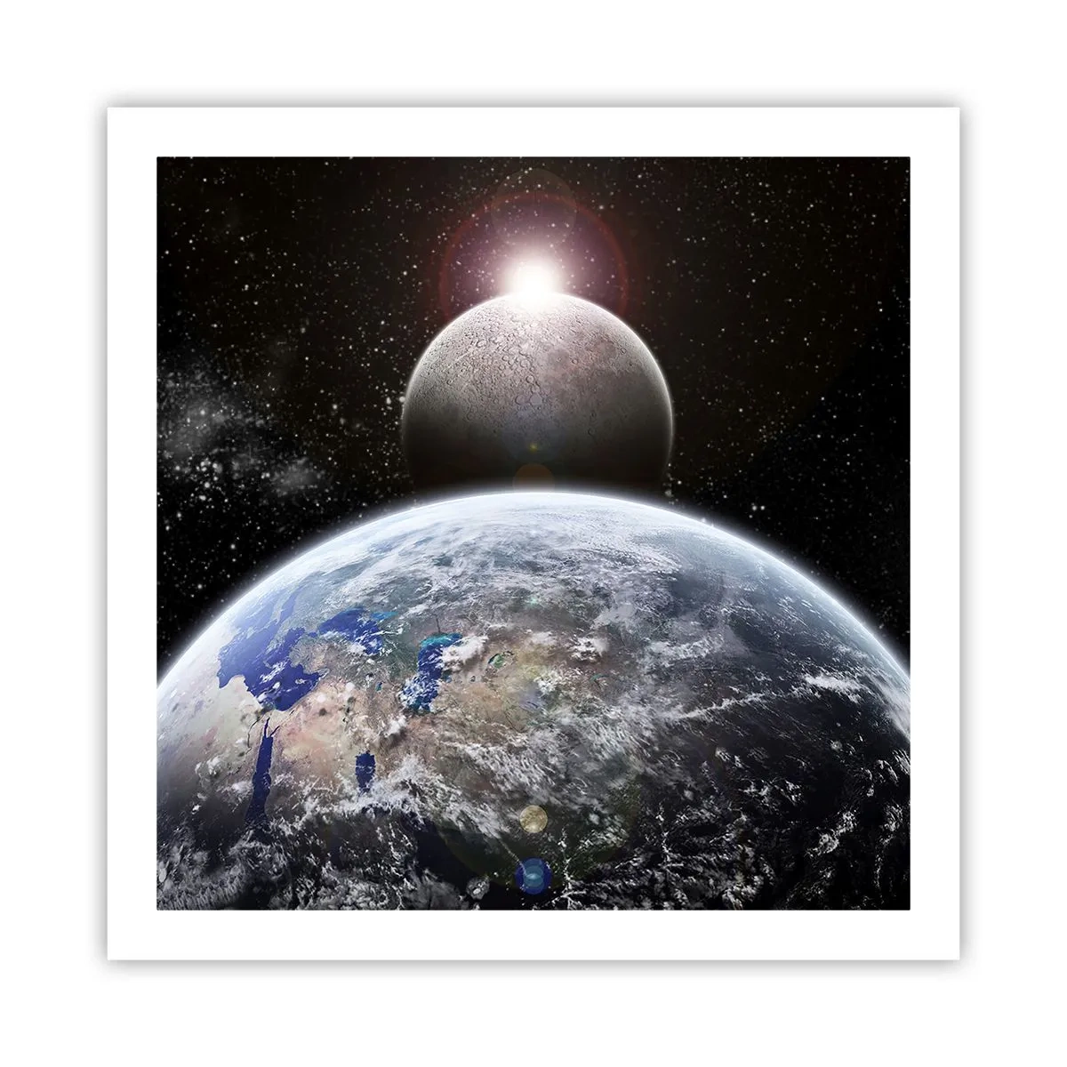 Poster - Weltraumlandschaft - Sonnenaufgang - 60x60 cm