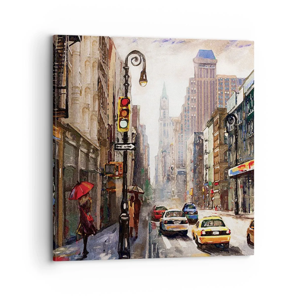 Bild auf Leinwand - Leinwandbild - New York - auch im Regen bunt - 70x70 cm