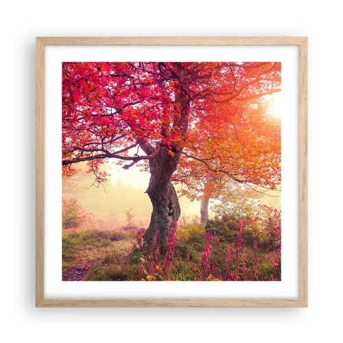 Poster in einem Rahmen aus heller Eiche - Blühende Raserei - 50x50 cm
