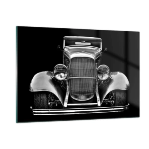 Glasbild - Bild auf glas - Eine Frontalansicht eines Oldtimers im Retro-Stil - 120x80cm - Wahrer Gentleman - Moderne Wanddekoration für Wohnzimmer und Schlafzimmer ARTTOR