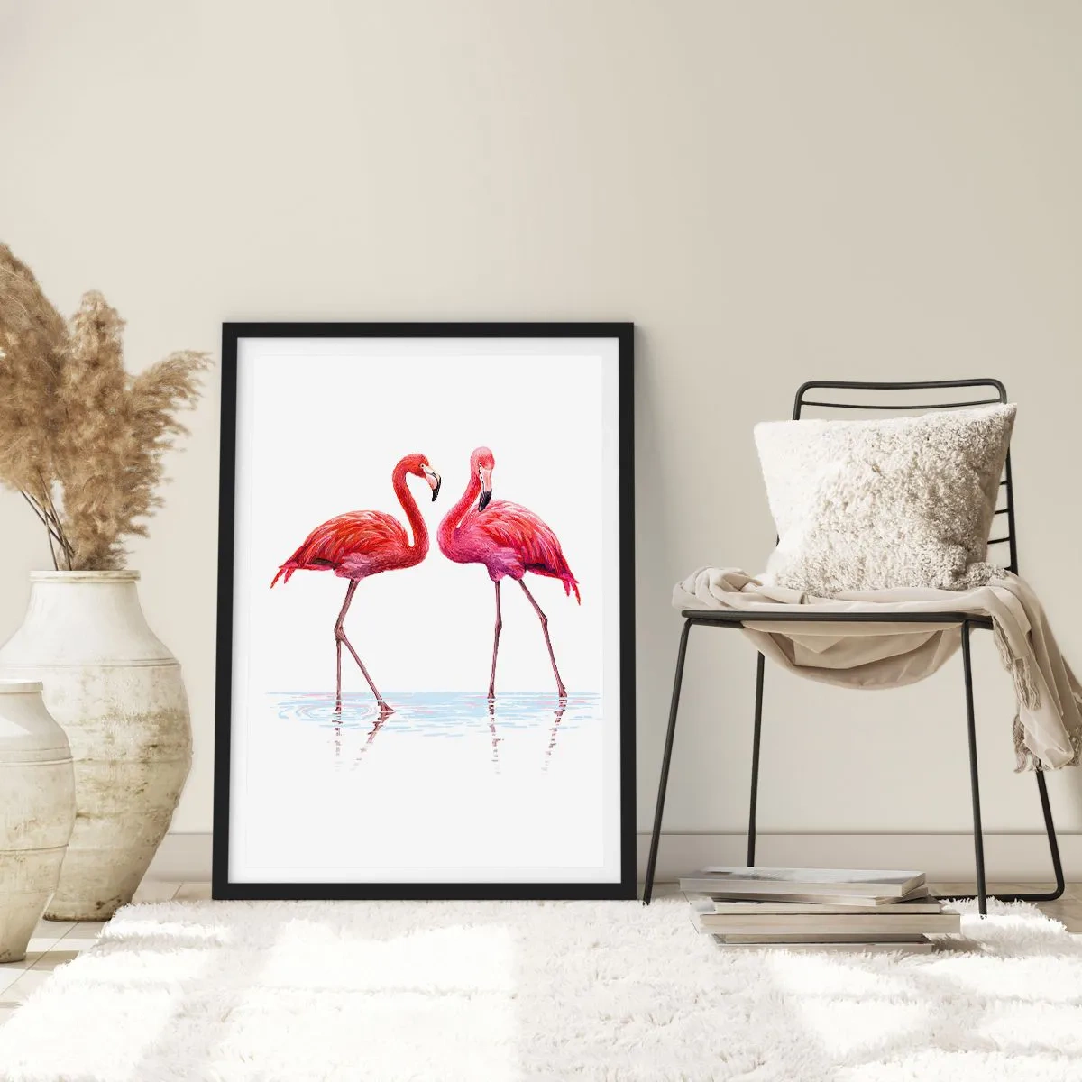 Poster in einem schwarzem Rahmen - Rosa randez-vous - 70x100 cm