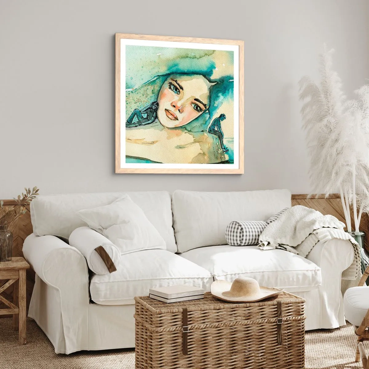 Poster in einem Rahmen aus heller Eiche - Bin ich blau? - 60x60 cm
