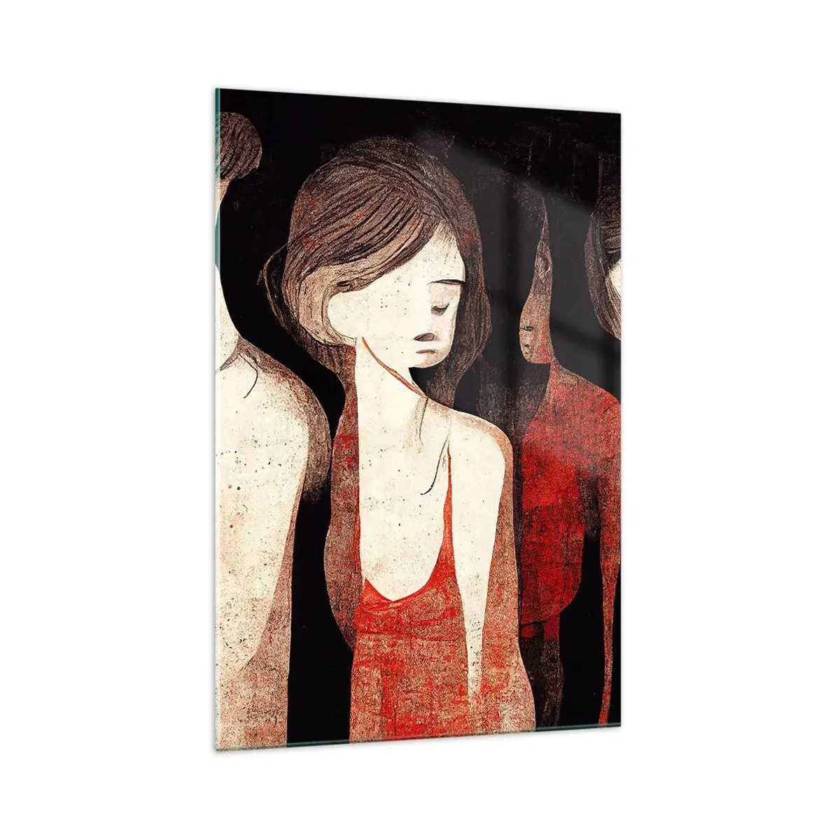 Glasbild - Bild auf glas - Künstlerische Figuren in einer abstrakten Komposition - 70x100cm - Madonnen der Dunkelheit - Moderne Wanddekoration für Wohnzimmer und Schlafzimmer ARTTOR