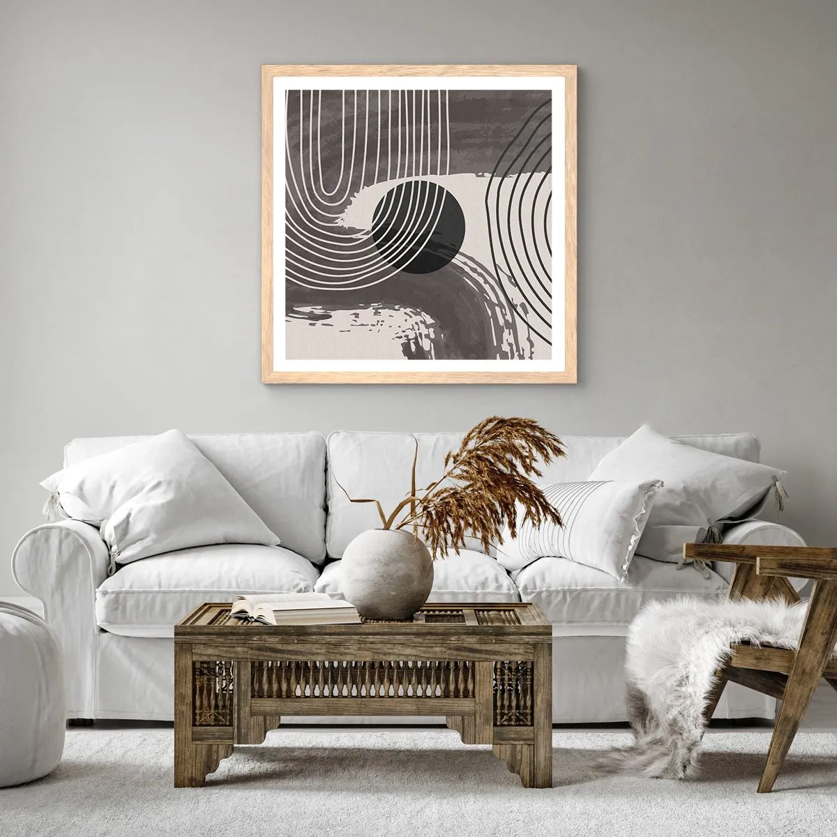 Poster in einem Rahmen aus heller Eiche - Oval gewinnt - 60x60 cm