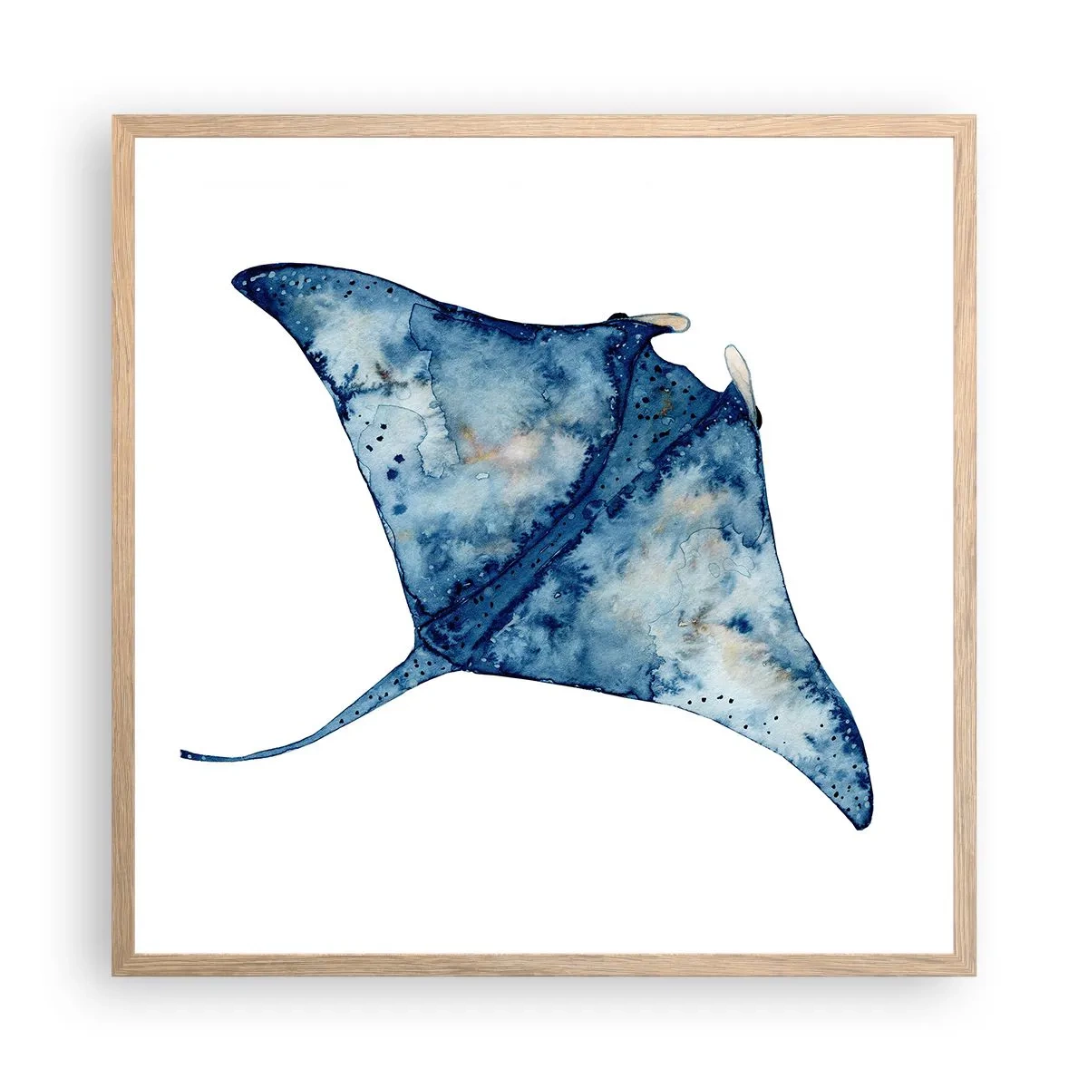 Poster in einem Rahmen aus heller Eiche - Leben im Blau - 60x60 cm