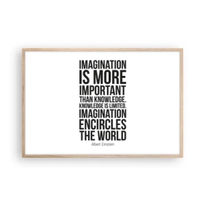 Poster in einem Rahmen aus heller Eiche - Einstein über die Kraft der Vorstellungskraft - 91x61 cm