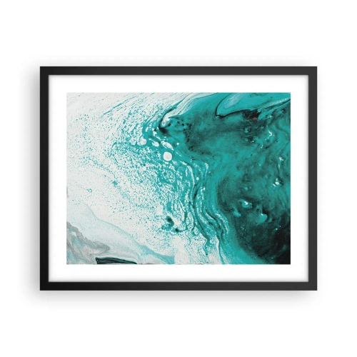 Poster in einem schwarzem Rahmen - Verschmelzen in Weiß und Türkis - 50x40 cm