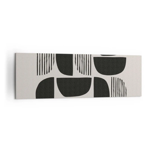 Bild auf Leinwand - Leinwandbild - Geometrie mit Halbkreisen und Linien in Schwarz auf hellem Hintergrund - 160x50cm - Halbherzige Deals - Moderne Wanddekoration für Wohnzimmer und Schlafzimmer ARTTOR