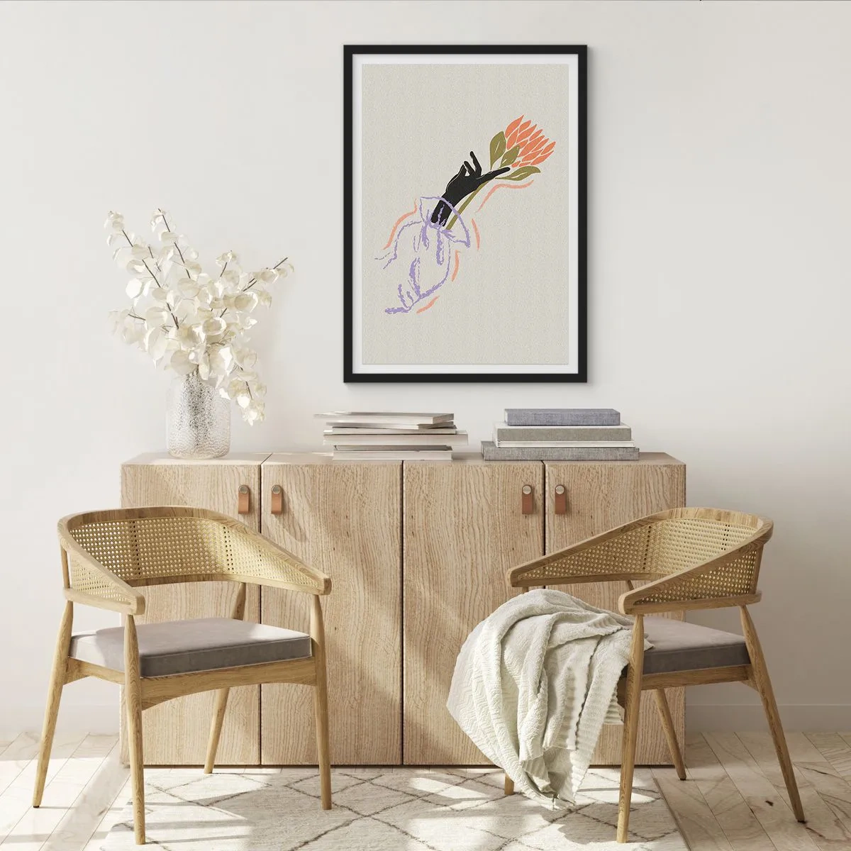 Poster in einem schwarzem Rahmen - Schwesterliche Berührung - 40x50 cm