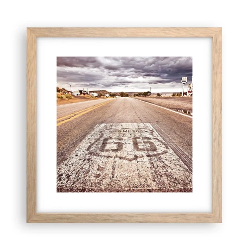Poster in einem Rahmen aus heller Eiche - Mother Road - eine amerikanische Legende - 30x30 cm