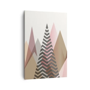 Bild auf Leinwand - Leinwandbild - Bunte geometrische Berge in Pastelltönen - 70x100cm - Pyramidale Aussicht - Moderne Wanddekoration für Wohnzimmer und Schlafzimmer ARTTOR