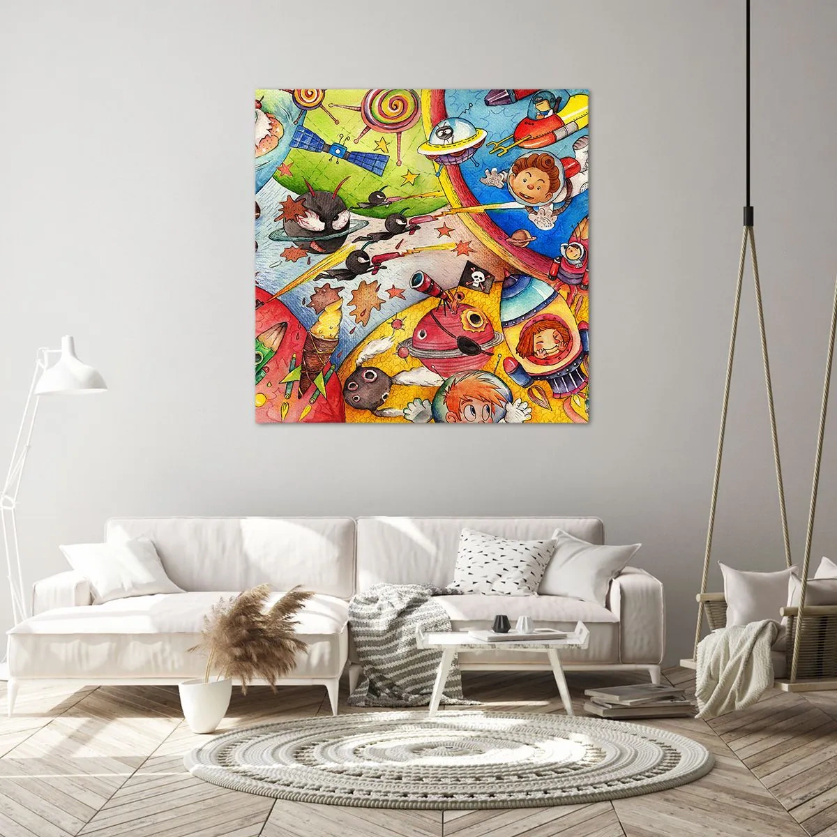 Bild auf Leinwand - Leinwandbild - Tolles Weltraumabenteuer - 70x70 cm