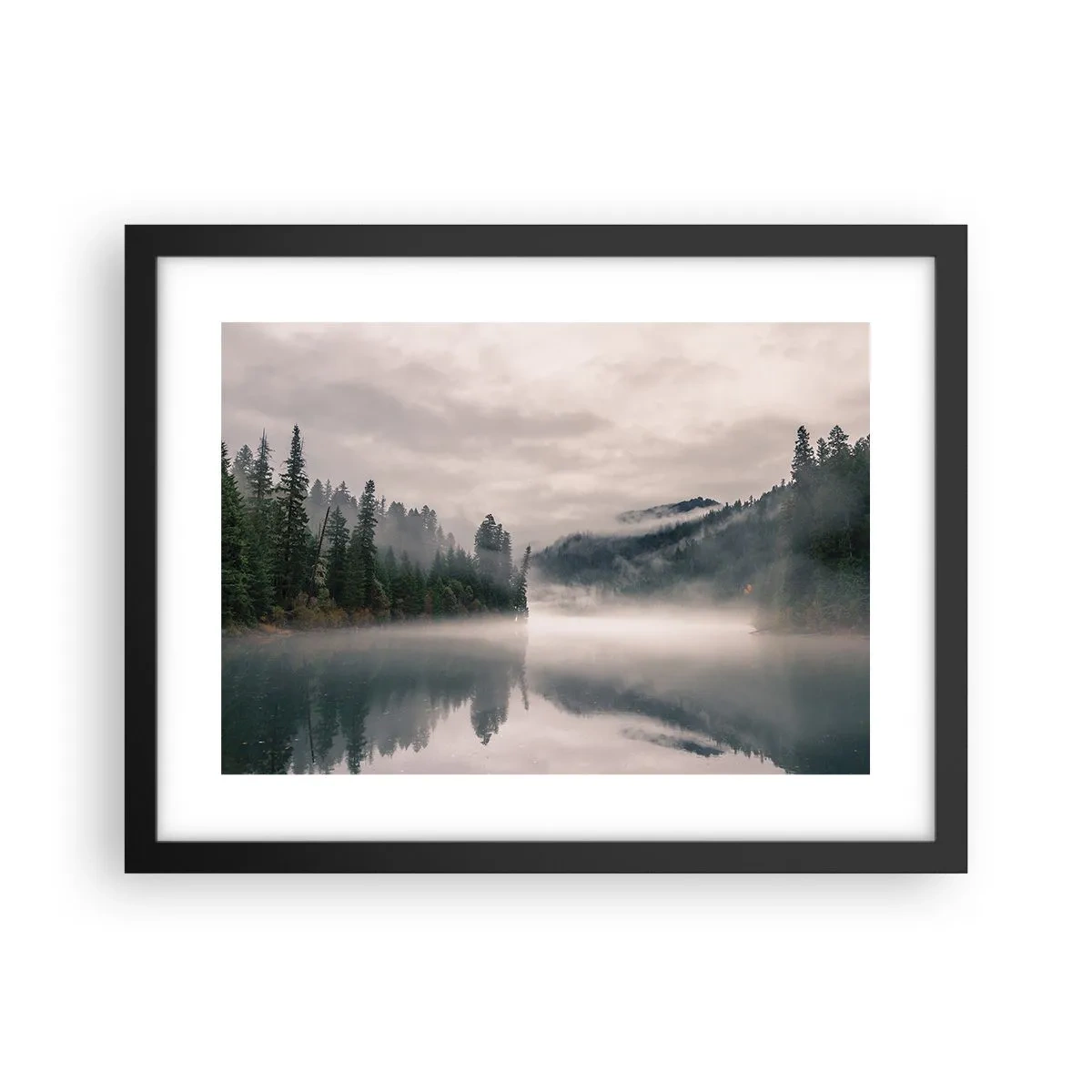 Poster in einem schwarzem Rahmen - In Reflexion, im Nebel - 40x30 cm