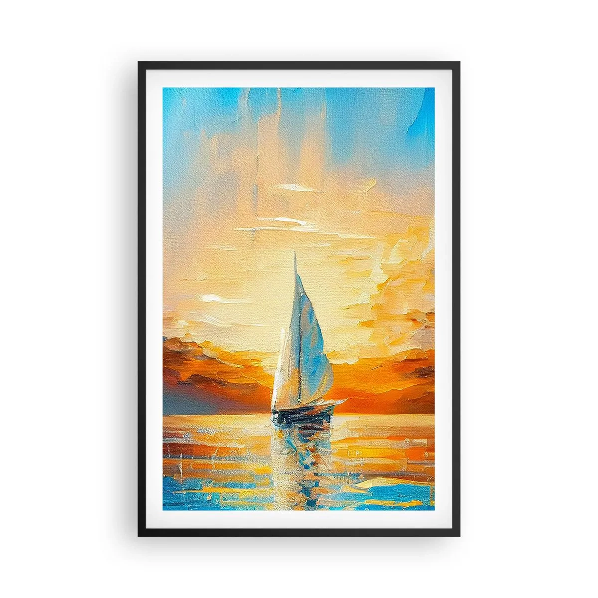 Poster in einem schwarzem Rahmen - In Gold segeln - 61x91 cm