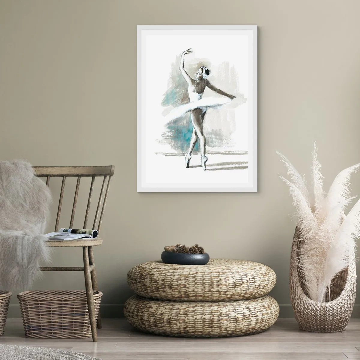 Poster in einem weißen Rahmen - In einen Schwan verzaubert - 61x91 cm