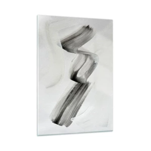 Glasbild - Bild auf glas - Grauer abstrakter Pinselstrich auf hellem Hintergrund - 50x70cm - Lässig zum Spaß - Moderne Wanddekoration für Wohnzimmer und Schlafzimmer ARTTOR