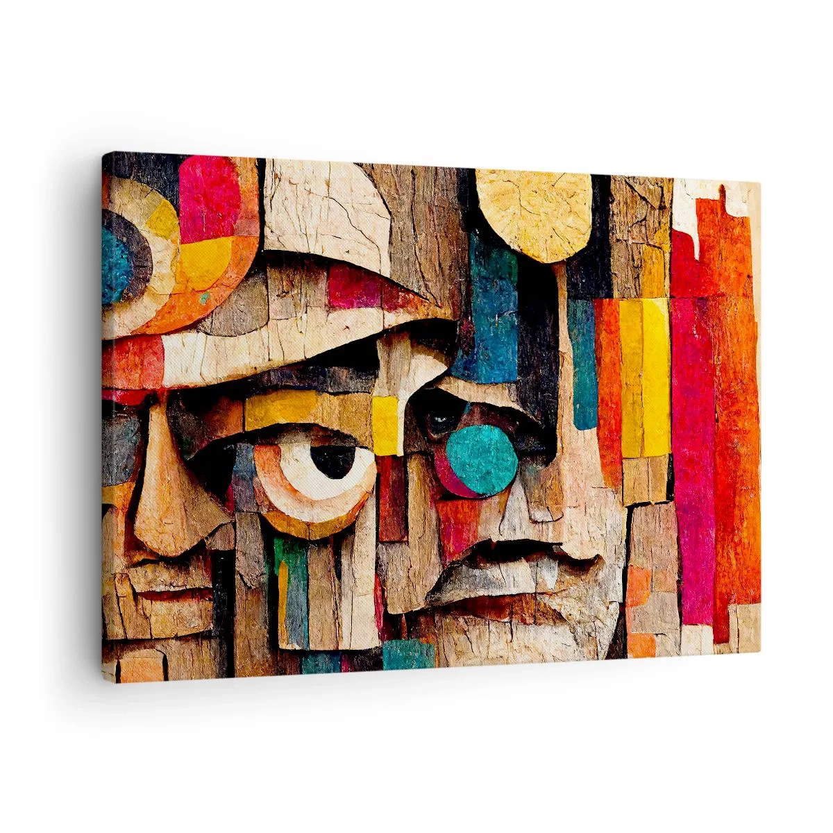 Bild auf Leinwand - Leinwandbild - Abstrakte Gesichter in intensiven Farben - 70x50cm - Ich sehe dich… - Moderne Wanddekoration für Wohnzimmer und Schlafzimmer ARTTOR