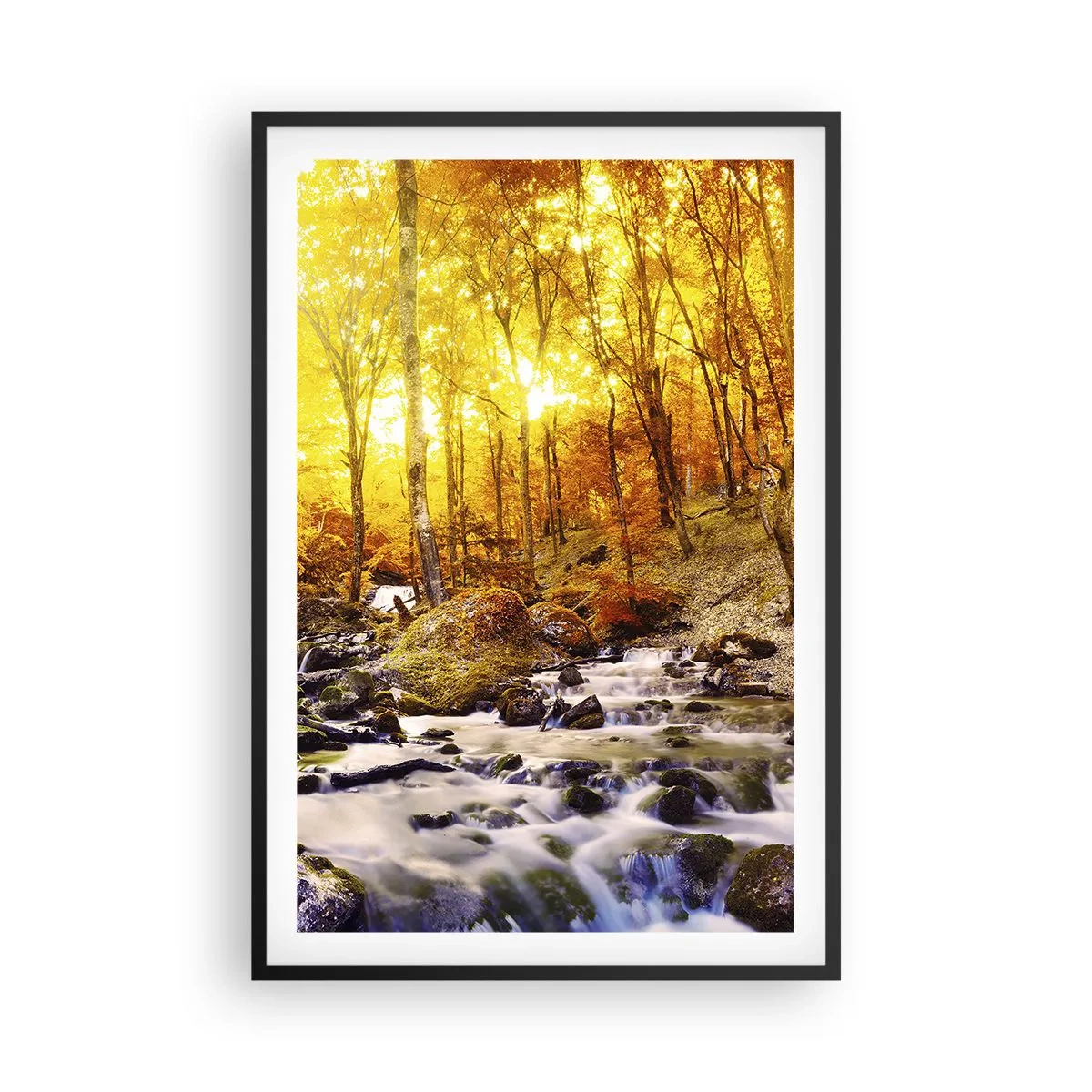 Poster in einem schwarzem Rahmen - In Gold und Platin gefasste Steine - 61x91 cm