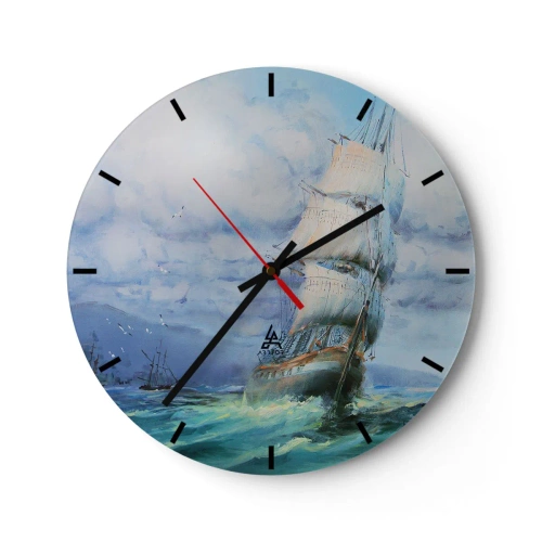 Wanduhr - Glasuhr - Guter Wind - 40x40 cm