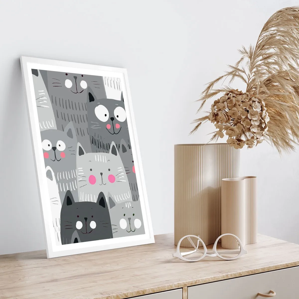 Poster in einem weißen Rahmen - Katzenwelt - 50x70 cm