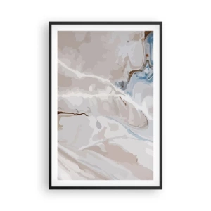 Poster in einem schwarzem Rahmen - Blau schlängelt sich unter dem Weiß - 61x91 cm