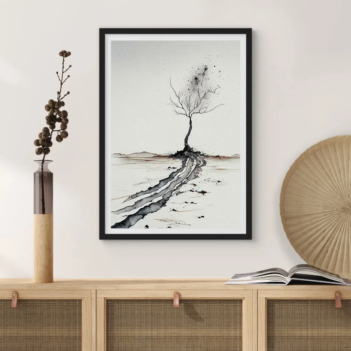 Poster in einem schwarzem Rahmen - Wintermelancholie - 61x91 cm