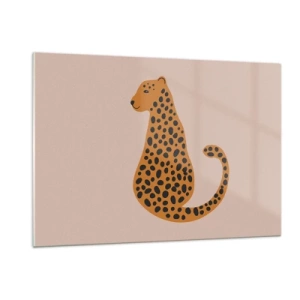 Glasbild - Bild auf glas - Illustration eines Panthers mit schwarzen Flecken auf beigem Hintergrund - 120x80cm - Leopardenmuster ist ein modisches Muster - Moderne Wanddekoration für Wohnzimmer und Schlafzimmer ARTTOR