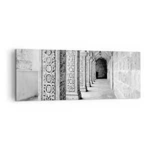 Bild auf Leinwand - Leinwandbild - Historische Säulen in einer monochromen Aufnahme - 140x50cm - Und wo geht’s hin...? - Moderne Wanddekoration für Wohnzimmer und Schlafzimmer ARTTOR