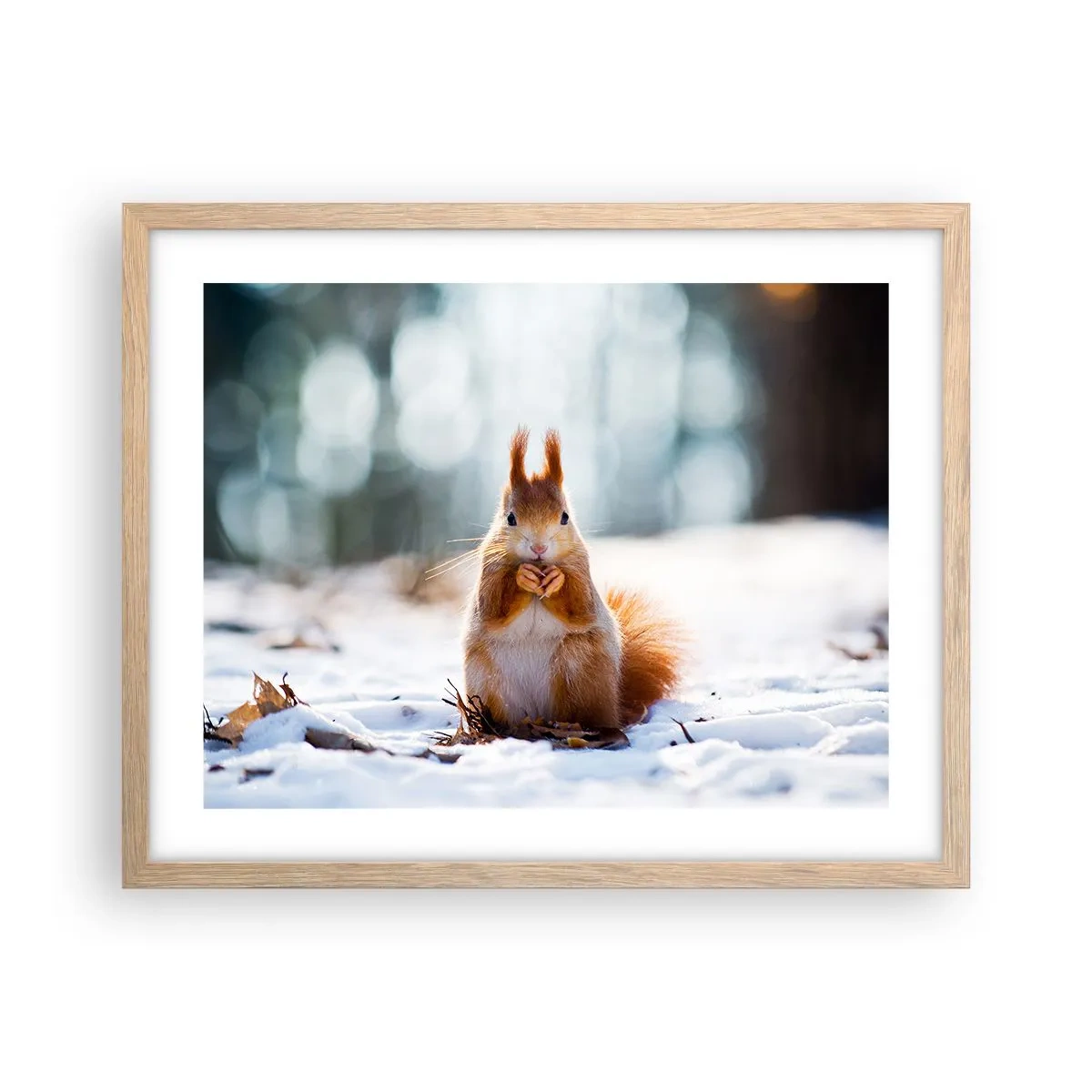 Poster in einem Rahmen aus heller Eiche - Wo schaust du hin? - 50x40 cm