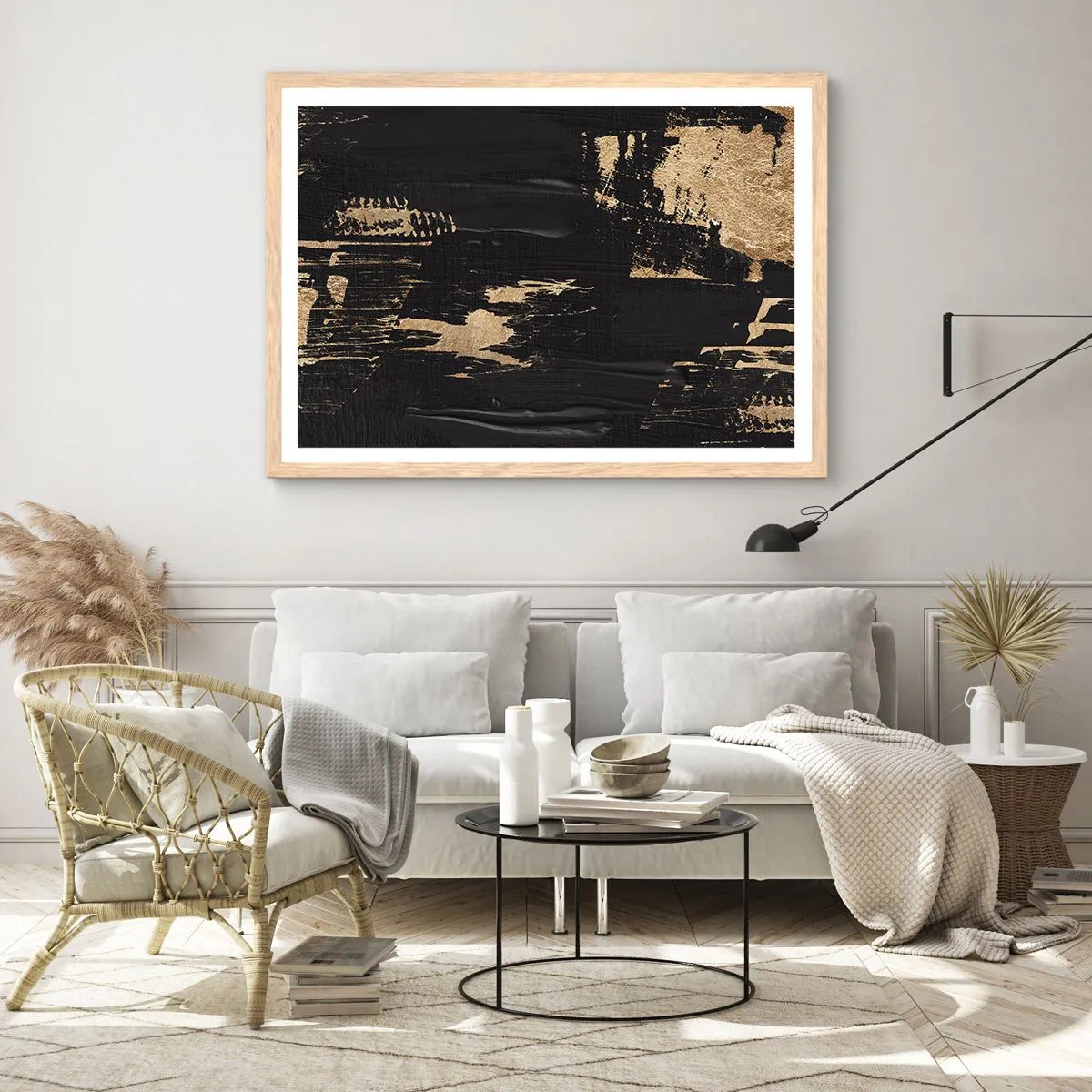 Poster in einem Rahmen aus heller Eiche - Spur einer Berührung - 70x50 cm