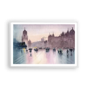 Poster in einem weißen Rahmen - Im regnerischen Dunst - 91x61 cm