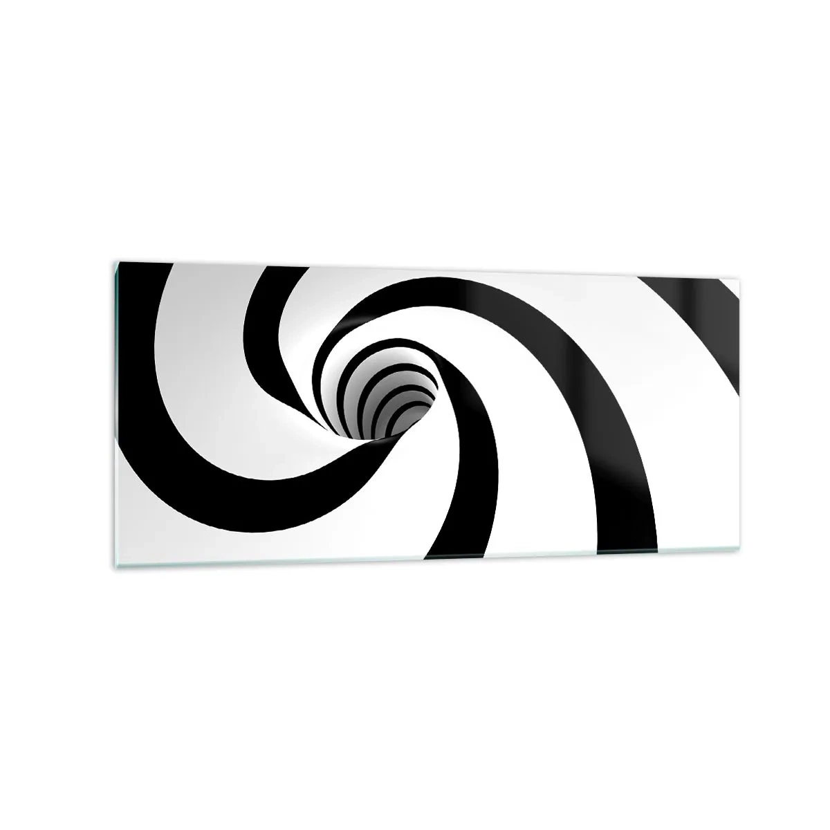 Glasbild - Bild auf glas - Abstrakte schwarz-weiße Spirale mit Wirbeleffekt - 120x50cm - Dem Wirbel nachgeben? - Moderne Wanddekoration für Wohnzimmer und Schlafzimmer ARTTOR