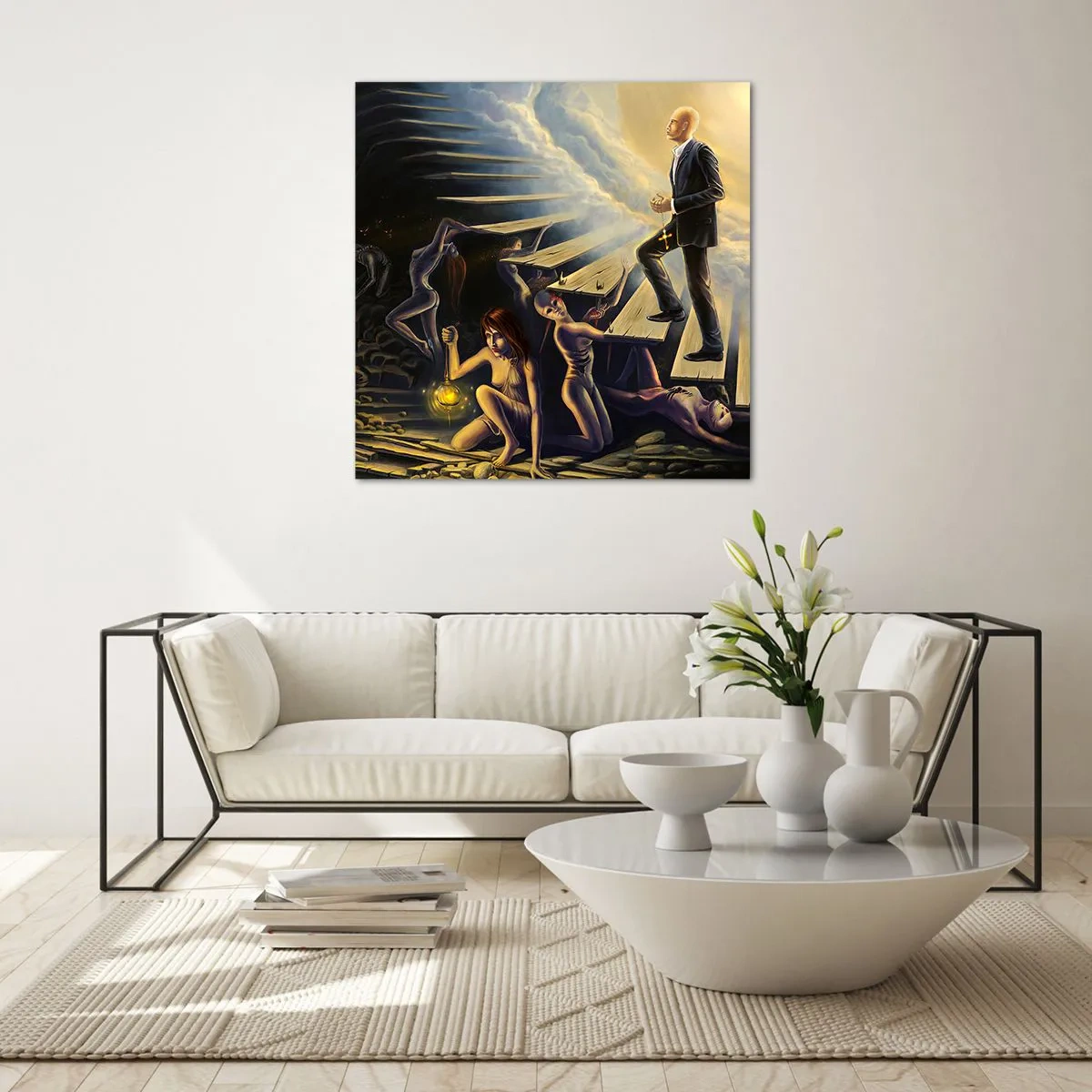 Glasbild - Bild auf glas - Danteske Reise zum Licht - 70x70 cm