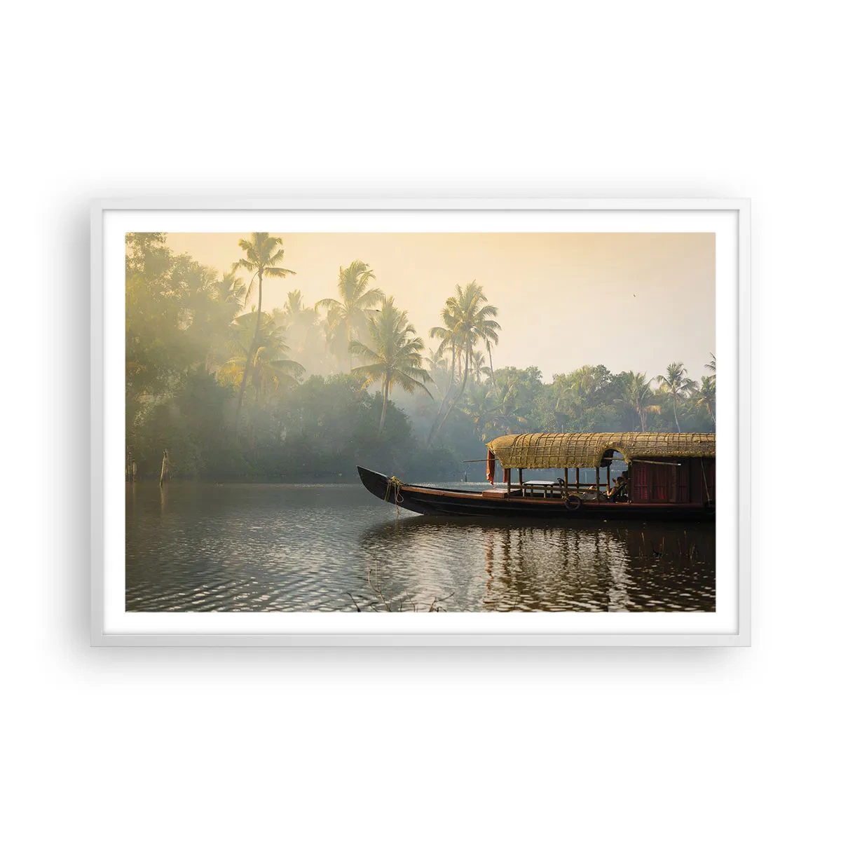 Poster in einem weißen Rahmen - Haus am Fluss - 91x61 cm