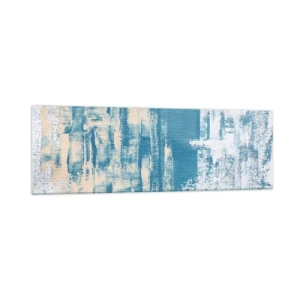 Glasbild - Bild auf glas - Abstrakte Komposition in Blau- und Weißtönen - 160x50cm - Durch einen Eiszapfen - Moderne Wanddekoration für Wohnzimmer und Schlafzimmer ARTTOR