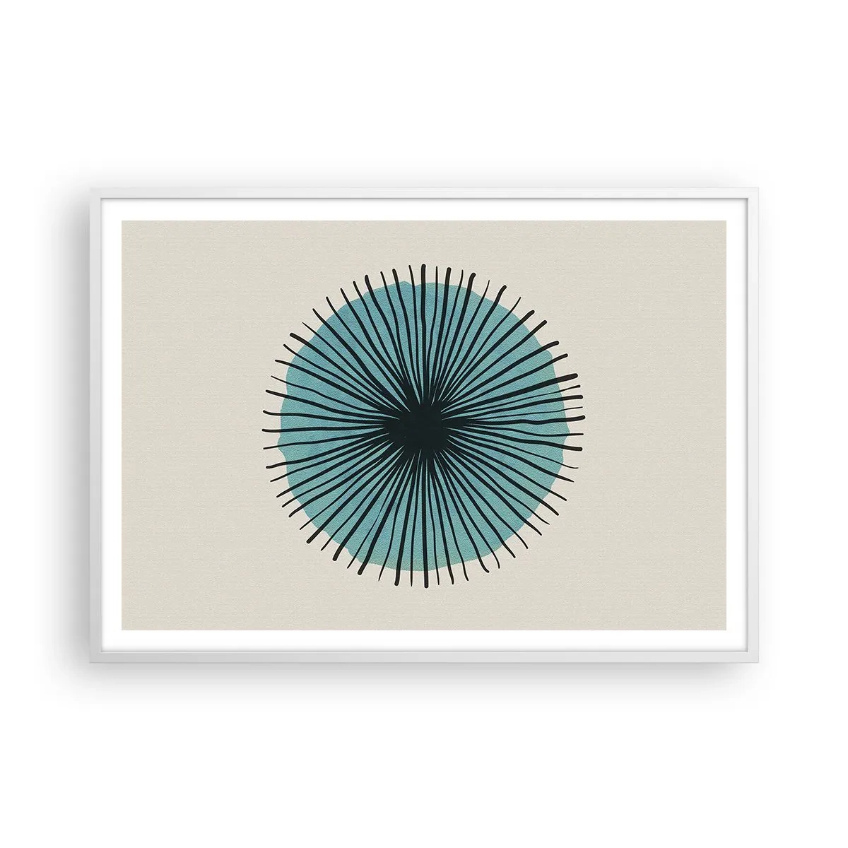 Poster in einem weißen Rahmen - Strahlend im Blau - 100x70 cm