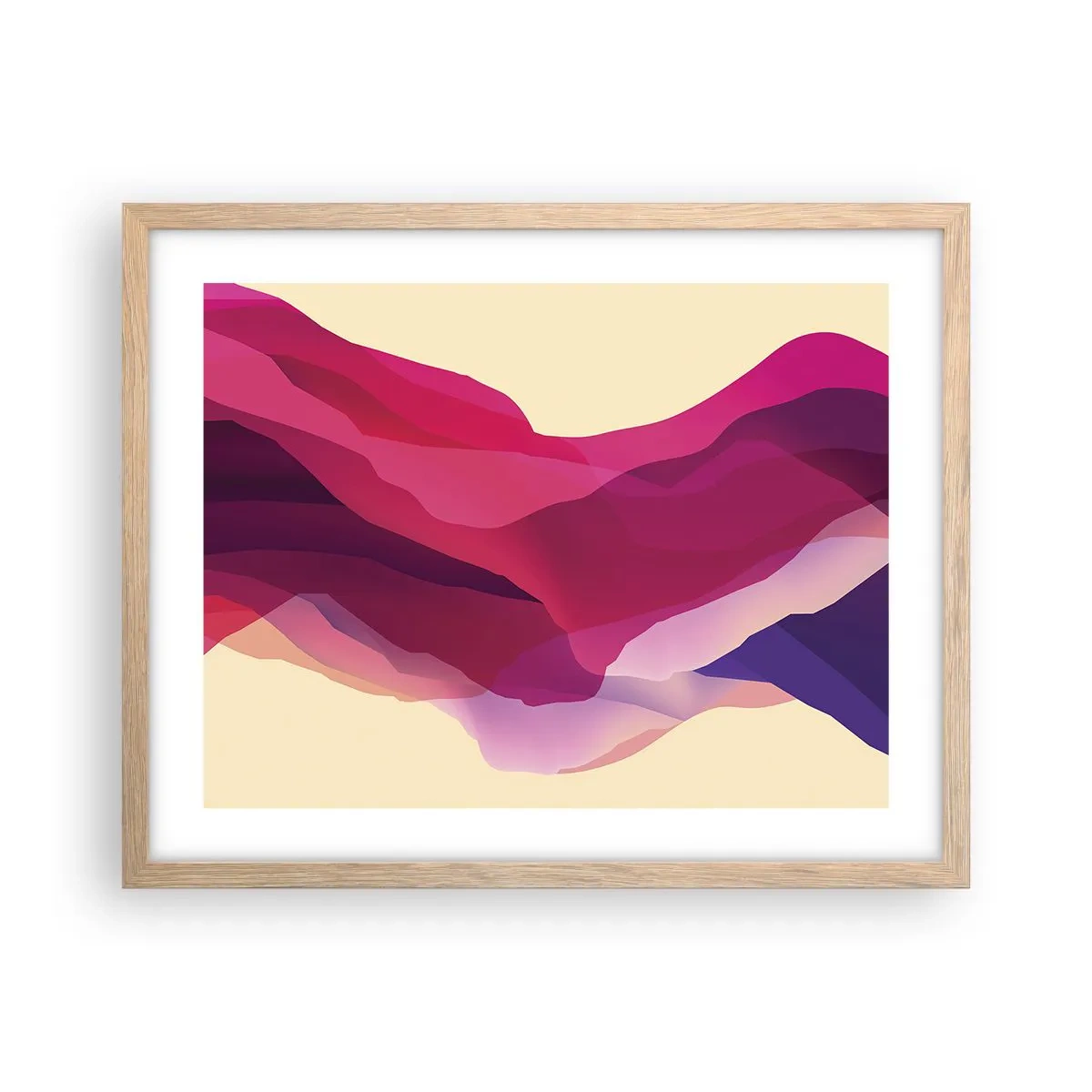 Poster in einem Rahmen aus heller Eiche - Lila Wellen - 50x40 cm