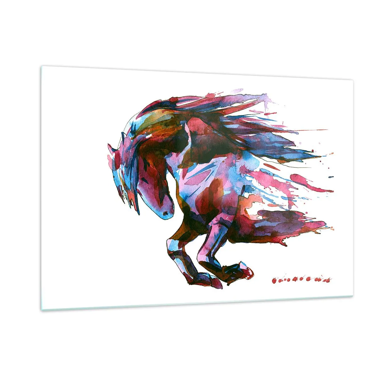 Glasbild - Bild auf glas - Abstraktes Pferd in dynamischer Farbkomposition - 120x80cm - In Verzückung - Moderne Wanddekoration für Wohnzimmer und Schlafzimmer ARTTOR
