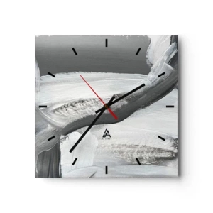 Wanduhr - Glasuhr - Grau-weiße Abstraktion mit dynamischen Linien - 30x30cm - Entscheidender Schritt - Moderne Wanddekoration für Wohnzimmer und Schlafzimmer ARTTOR