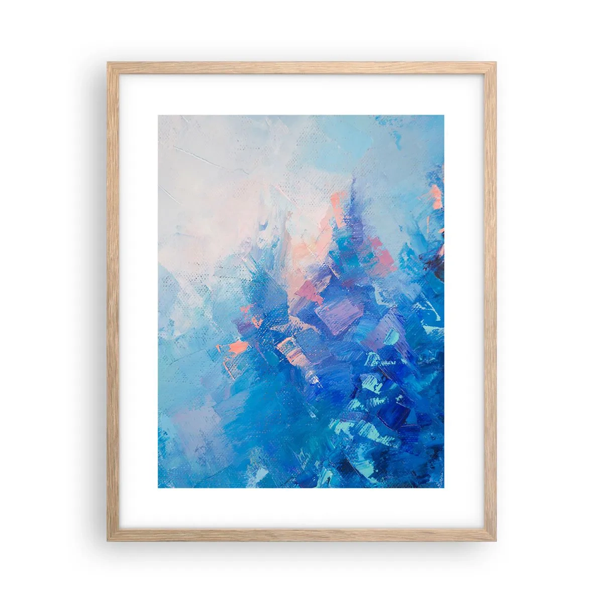 Poster in einem Rahmen aus heller Eiche - Winter-Abstraktion - 40x50 cm