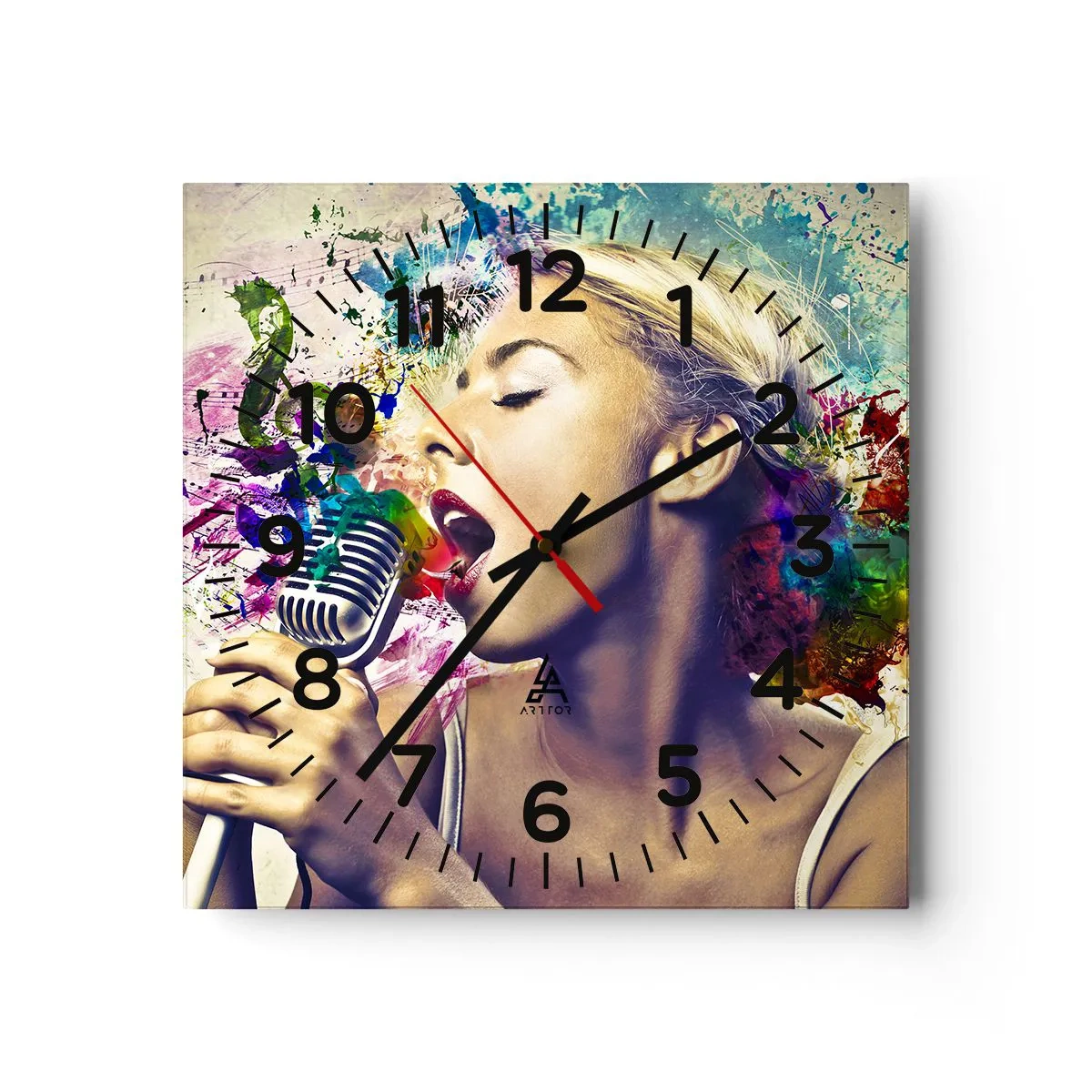 Wanduhr - Glasuhr - Malen Sie die Welt mit Ihrer Stimme - 40x40 cm