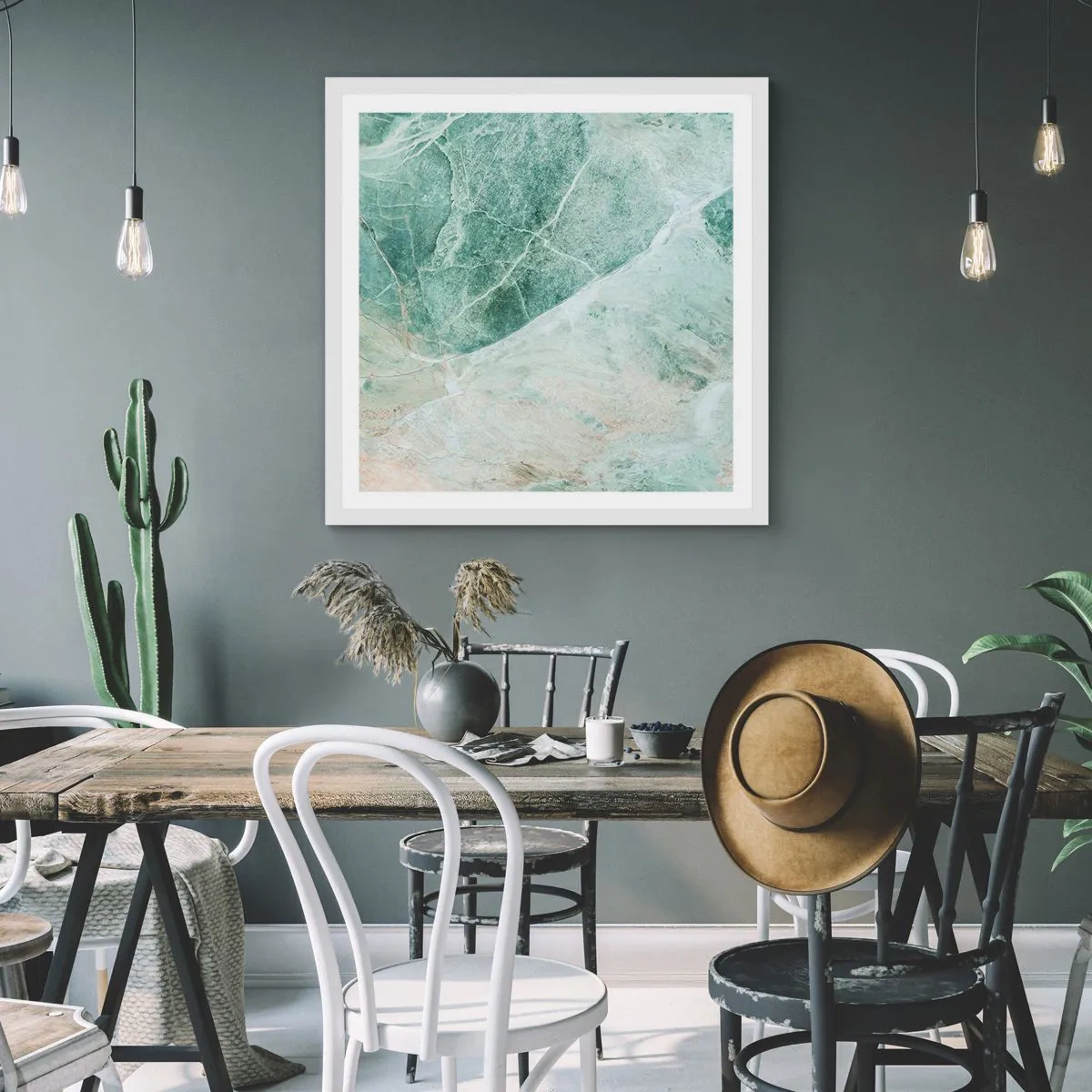 Poster in einem weißen Rahmen - Edle Kälte des Steins - 50x50 cm
