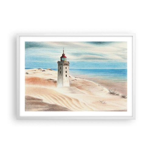 Poster in einem weißen Rahmen - Immer aufs Meer starrend - 70x50 cm
