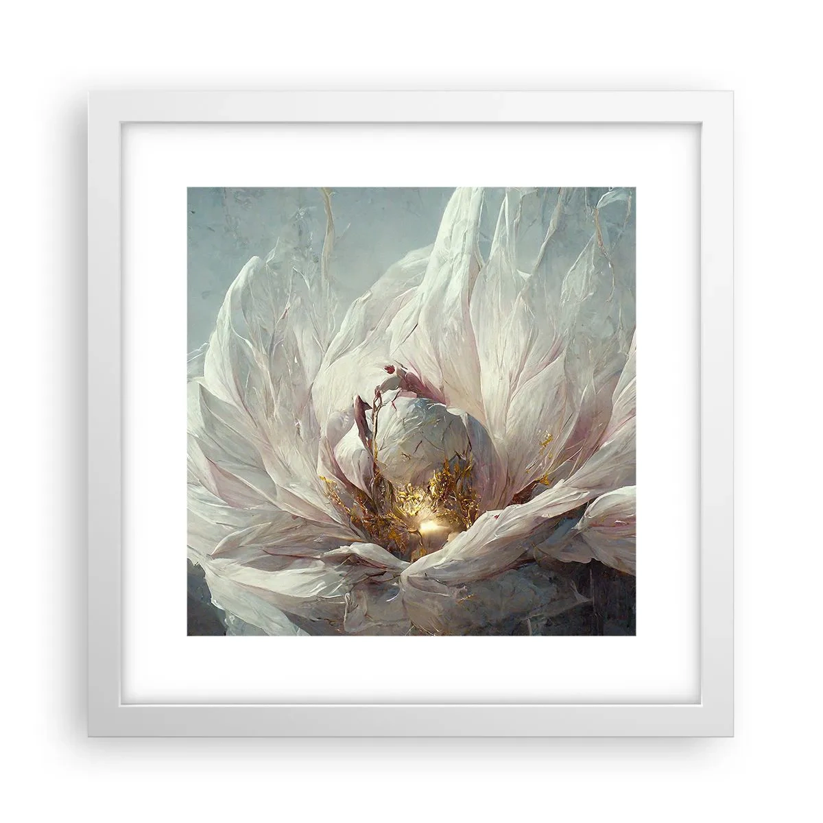 Poster in einem weißen Rahmen - Sie blüht alle hundert Jahre einmal - 30x30 cm