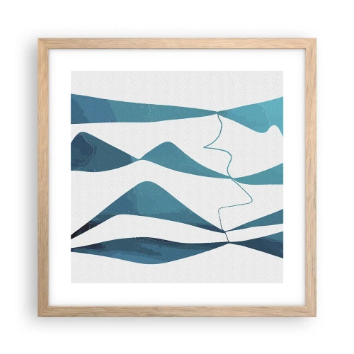 Poster in einem Rahmen aus heller Eiche - Abstraktion: türkisfarbene Verbindung - 40x40 cm